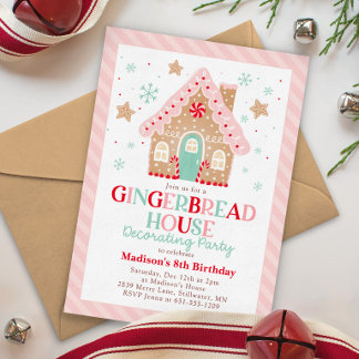 Convite de Decoração de Casa de Gingerbread de Nat