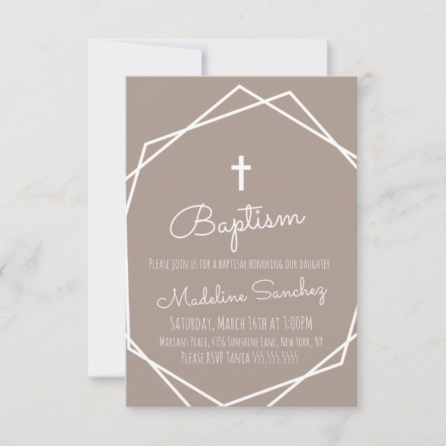 Convite de Dedicação de Bebê emoldurado Batismo Mo (Frente)