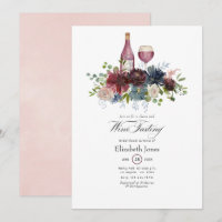 Convite de degustação de vinho rosa e Borgonha