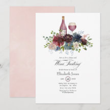 Convite de degustação de vinho rosa e Borgonha