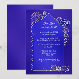 Convite de Depois do Casamento Azul Índigo com Hen