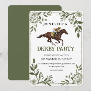 Convite de Derby Equestre Floral Moderno