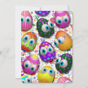Convite de desenho animado de ovos de Páscoa fofos
