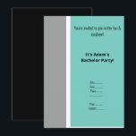 CONVITE DE DESPEDIDA À SOLTEIRO SIMPLES AQUA PRETO<br><div class="desc">CONVITE DE DESPEDIDA À SOLTEIRO MODERNO personalizável AQUA PRETO BRANCO E TEAL SIMPLES E ÚNICO</div>