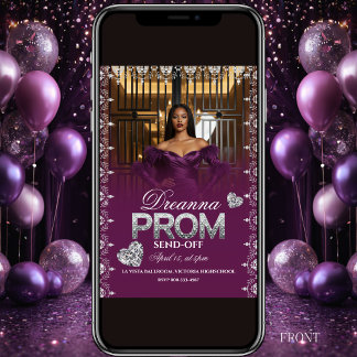 Convite de Despedida de Baile de Luxo Roxo Elegant