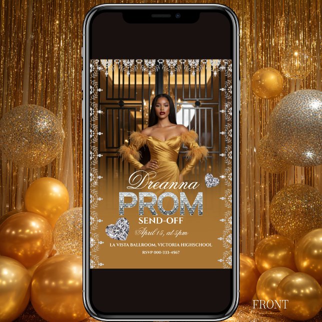 Convite de Despedida de Baile Luxuoso Dourado Eleg (Criador carregado)