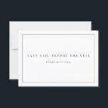 Convite de despedida de solteira branco moderno<br><div class="desc">Este convite de despedida de solteira branco minimalista e elegante apresenta tipografia moderna e texto limpo para um design branco simples e elegante que você vai adorar. Adicione texto personalizado para fornecer qualquer informação adicional necessária para seus convidados. Sinta-se à vontade para me enviar uma mensagem com qualquer dúvida relacionada...</div>