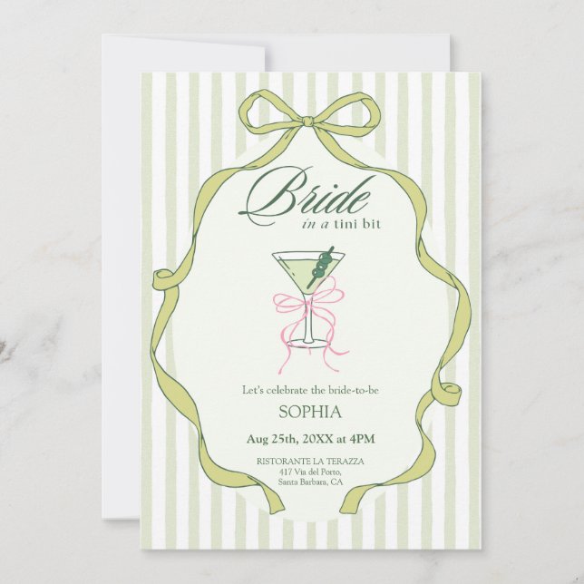 Convite de despedida de solteira 'Bride in a Tini  (Frente)