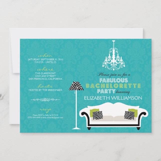 Convite de Despedida de Solteira com Decoração de  (Frente)