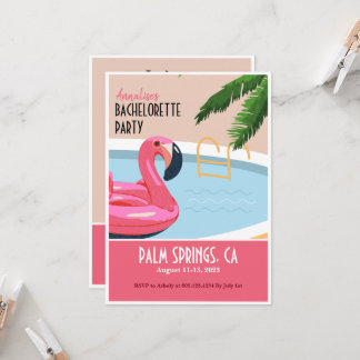 Convite de Despedida de Solteira com Flamingo Rosa