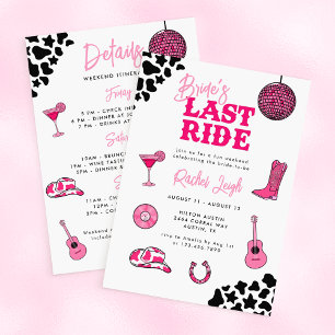 Convite de Despedida de Solteira Cowgirl Disco Últ
