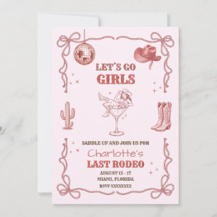Convite de Despedida de Solteira Disco Cowgirl Las
