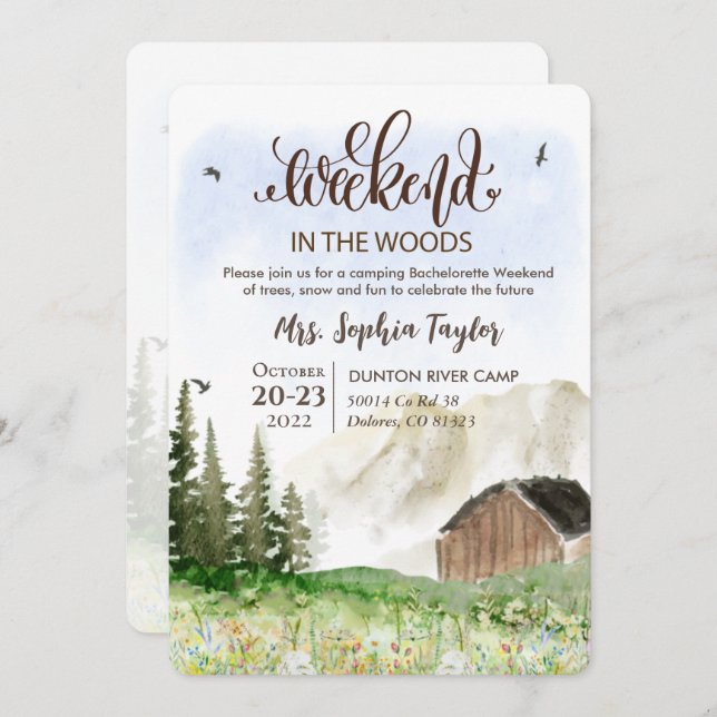 Convite de Despedida de Solteira Fim de Semana nos (Frente/Verso)