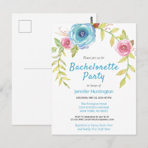 Convite de Despedida de Solteira Floral em Aquarel