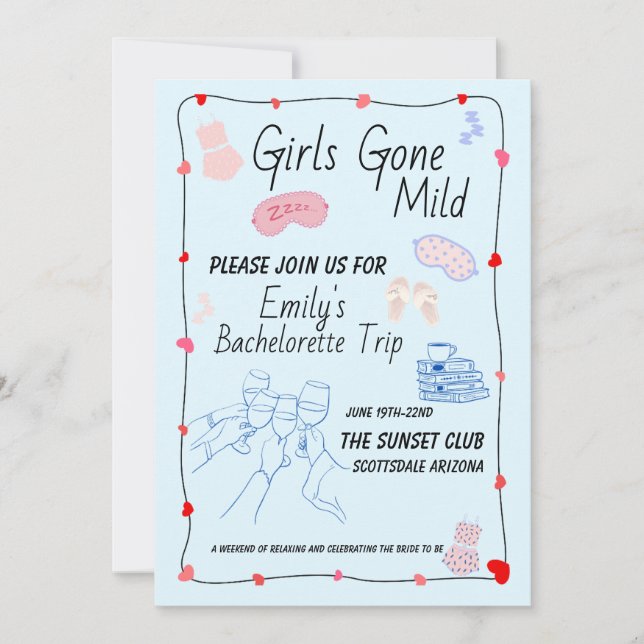 Convite de Despedida de Solteira Girls Gone Mild (Frente)