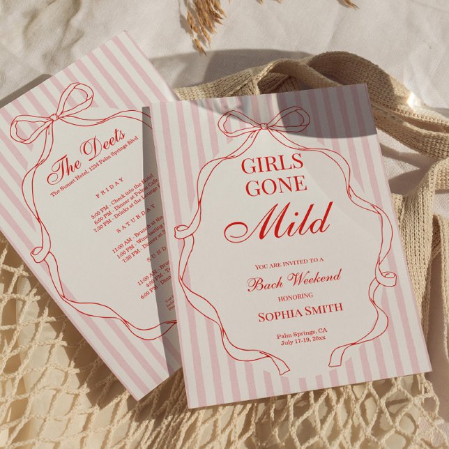 Convite de Despedida de Solteira Girls Gone Mild V ( Girls Gone Mild Bachelorette Party Invitation Red)