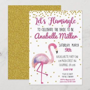 Convite de Despedida de Solteira Let's Flamingle