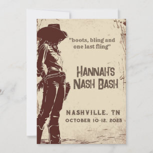 Convite de Despedida de Solteira Nashville Boots e
