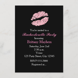Convite de despedida de solteira Pink Lips KISS