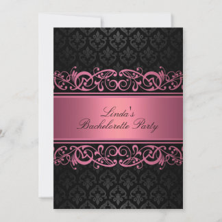 Convite de Despedida de Solteira Pink Swirl Damask