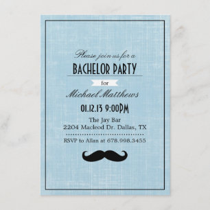 Convite de Despedida de Solteiro com Bigode Preto 