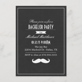 Convite de despedida de solteiro com bigode preto 