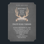 Convite de Despedida de Solteiro com Fita e Galhad<br><div class="desc">Desenho de galhadas e fita em aquarela rústica em um fundo de quadro-negro.
Noite dos Cavalheiros na Cidade para celebrar o noivo. Use a ferramenta Personalizar para adicionar suas informações. Para mais,  visite minha Coleção de Festas de Despedida de Solteiro.</div>