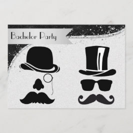 Convite de despedida de solteiro gay preto e prata