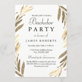 Convite de despedida de solteiro moderno com folha