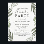 Convite de Despedida de Solteiro Moderno Folha Ver<br><div class="desc">Convite de despedida de solteiro moderno elegante simples

Convite de celebração de despedida de solteiro bucks

Folhas de jardim,  rústico,  azeitona,  folhagem,  outono,  inverno

Coleção correspondente na loja Niche and Nest.

Arte por www.EssemCreatives.etsy.com’</div>