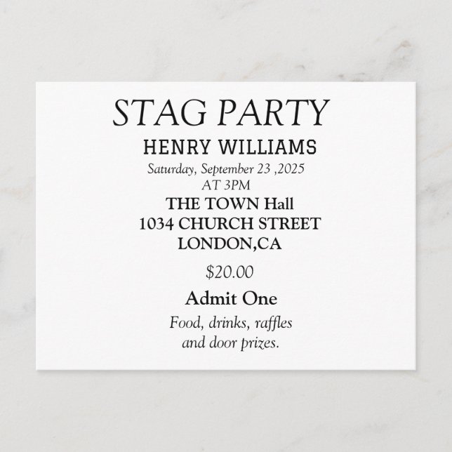 Convite de Despedida de Solteiro Preto e Branco El (Frente)