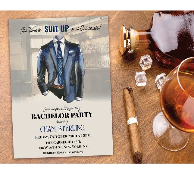 Convite de Despedida de Solteiro Suit Up (Criador carregado)