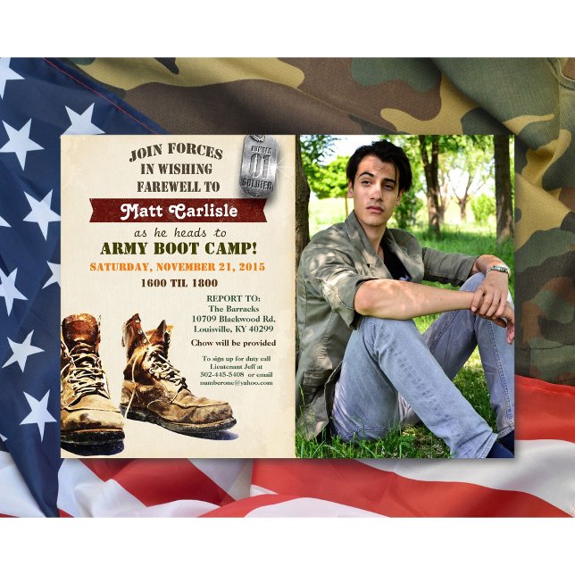 Convite de Despedida Militar para Boot Camp (Criador carregado)