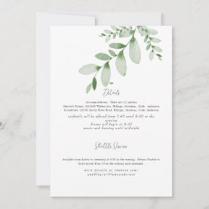 Convite de Detalhe de Casamento com Aquarela Verde