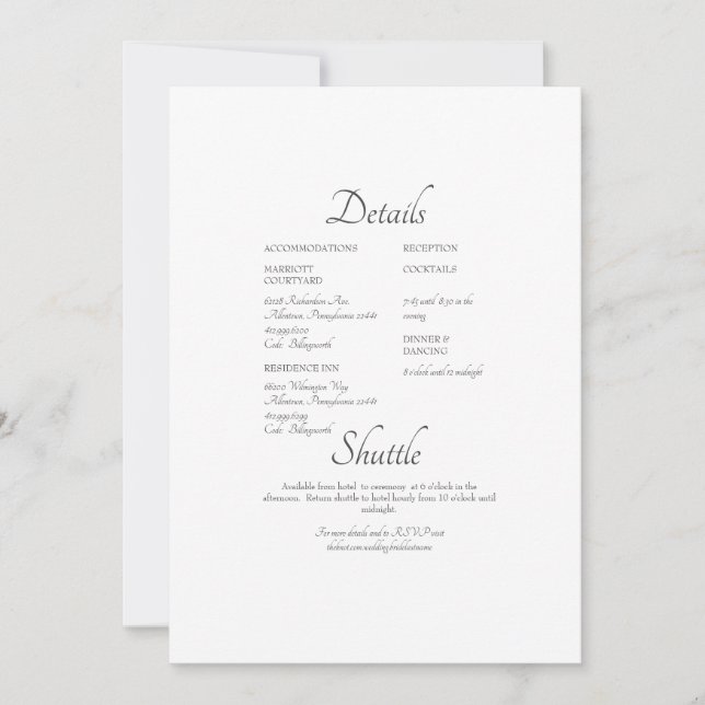 Convite de Detalhe de Casamento de Site Formal Sim (Frente)