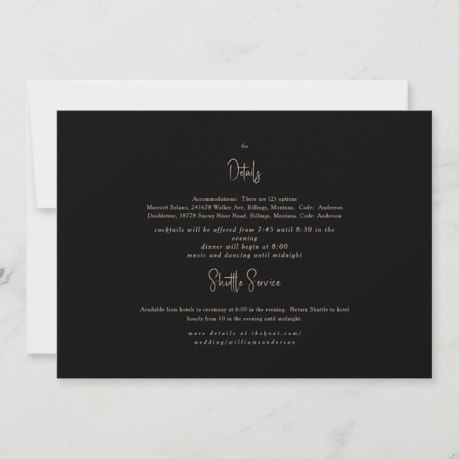 Convite de Detalhe de Casamento Preto e Dourado (Frente)