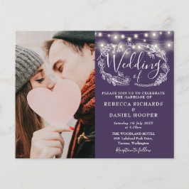 Convite de Detalhes de Casamento com Foto de Luzes
