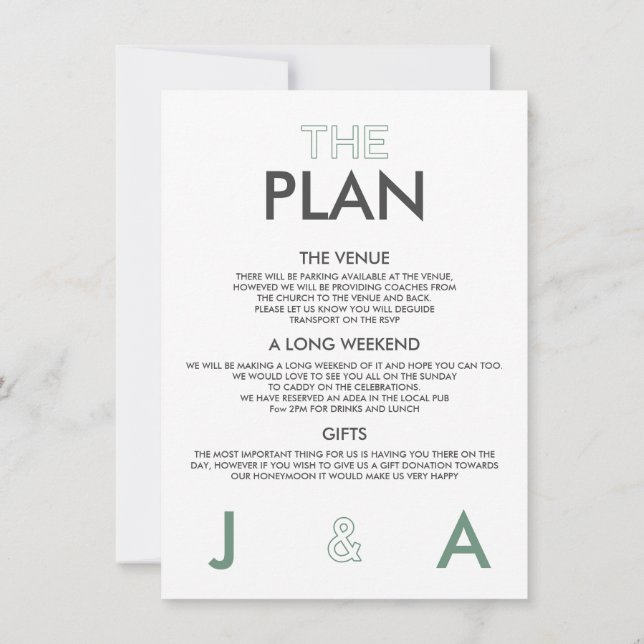 Convite de Detalhes de Casamento Mínimo de Cor Duo (Verso)
