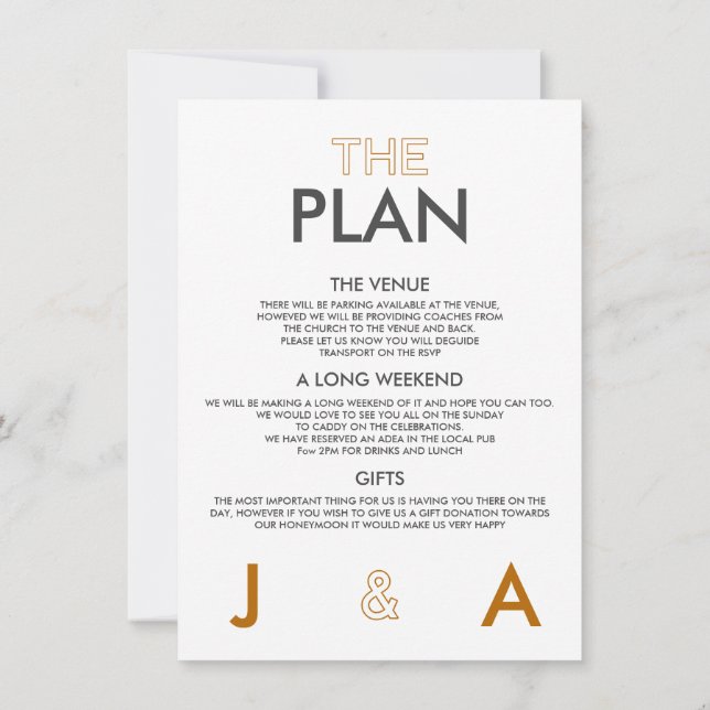 Convite de Detalhes de Casamento Mínimo de Cor Duo (Verso)