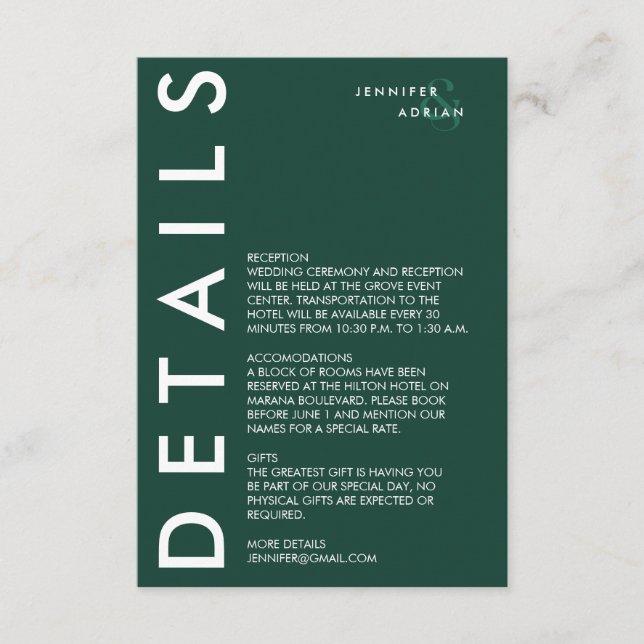 Convite de Detalhes de Noivado Mínimo (Frente)