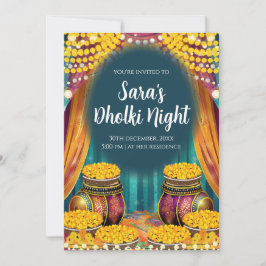 Convite de Dholki muçulmano e convite de henna