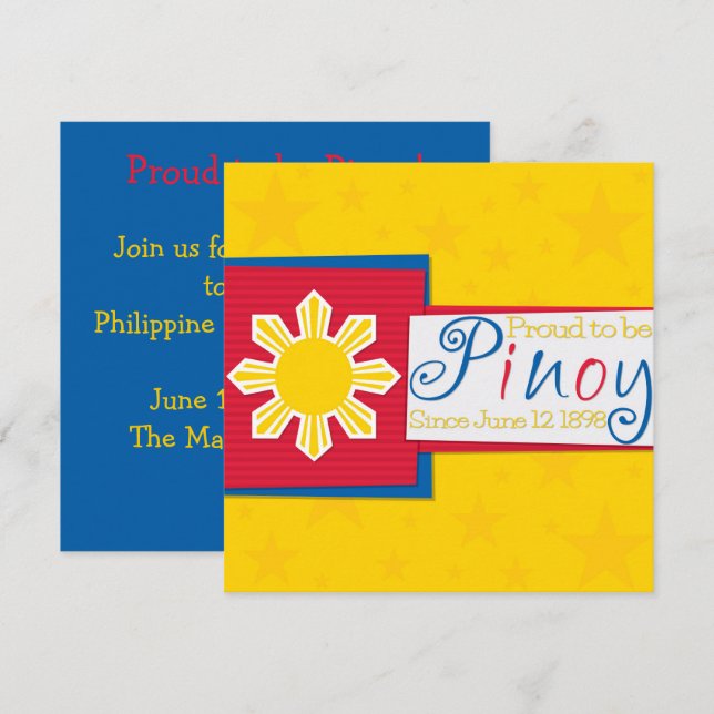 Convite de Dia da Independência das Filipinas Pino (Frente/Verso)