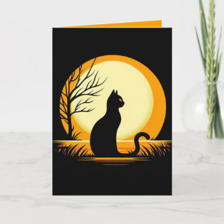 Convite de Dia das Bruxas de Gato Negro Minimalist