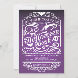Convite de Dia das Bruxas Purple Spooky Gothic