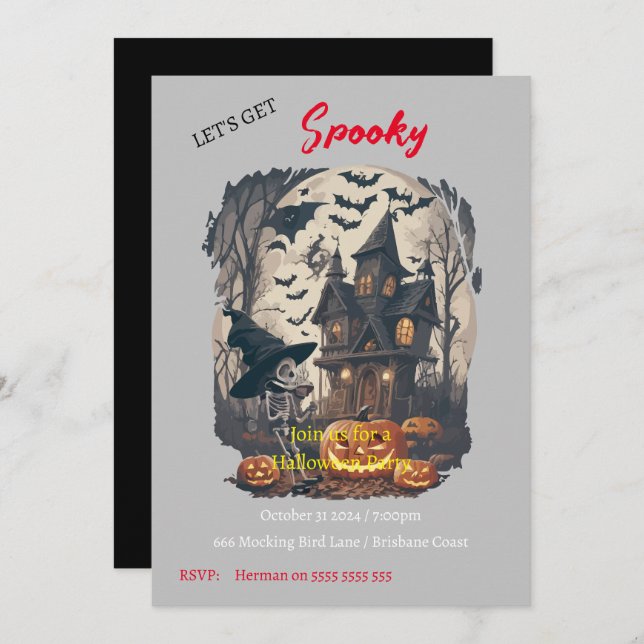 Convite de Dia das Bruxas Spooktacular (Frente/Verso)