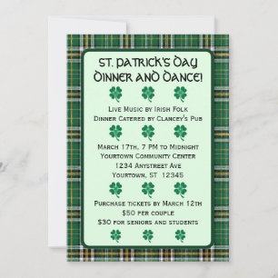Convite de Dia de São Patrício com Tartan Irlandês