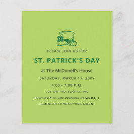 Convite de Dia de São Patrício Simples de Orçament