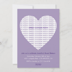 Convite de dia dos namorados sweet 16 xoxo roxo