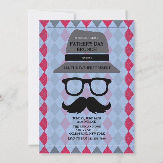Convite de Dia dos Pais Hipster (Frente)