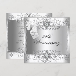 Convite de Diamante Branco Prata de Aniversário de